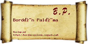 Bordán Palóma névjegykártya